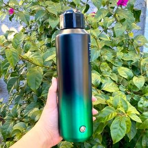 🖤NEW💎Starbucks Metallic Green Black Ombre Gradient Diamond Cap SS Bottle